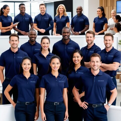 Camisa polo azul marinho uniforme